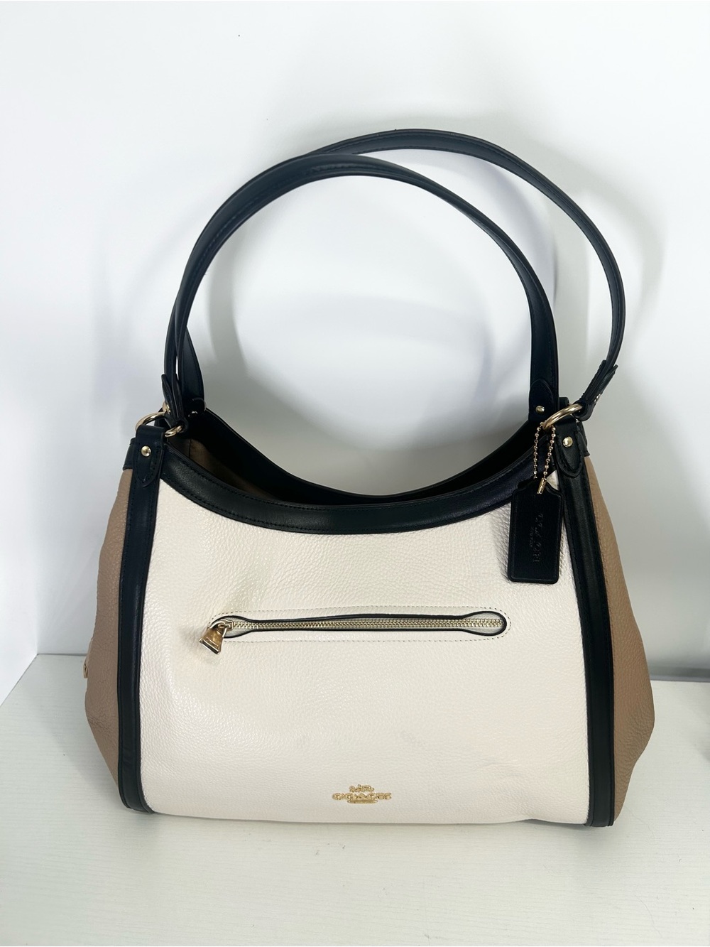 Coach Kristy Color-Block Pebbled Leather Large Bag #C6828 Excellent Condition